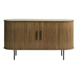 Smeđa niska komoda u dekoru hrasta s kliznim vratima 140x76 cm Nola – Unique Furniture