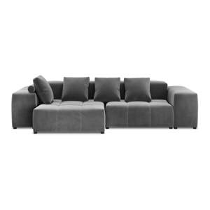 Siva baršunasta kutna garnitura (varijabilna) Rome Velvet - Cosmopolitan Design