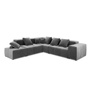 Siva baršunasta kutna garnitura  (varijabilna) Rome Velvet - Cosmopolitan Design