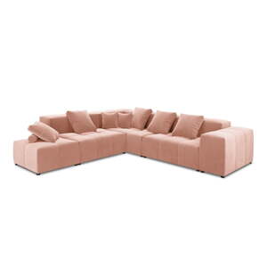 Ružičasta baršunasta kutna garnitura (varijabilna) Rome Velvet - Cosmopolitan Design