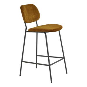 Baršunasta barska stolica u boji senfa 92 cm Emma - Light & Living