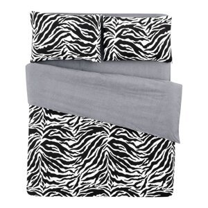 Crno-bijela pamučna posteljina za bračni krevet/s produženom plahtom  200x220 cm - Mila Home