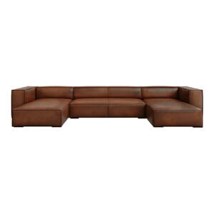 Konjak smeđa kožna kutna garnitura (oblika slova "U") Madame - Windsor & Co Sofas