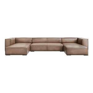 Svijetlosmeđa kožna kutna garnitura (oblika slova "U") Madame - Windsor & Co Sofas