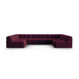 Bordo baršunasta kutna garnitura (u obliku slova "U") Kendal - Micadoni Home