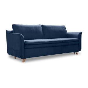 Tamno plava baršunasti sklopiva sofa 225 cm Charming Charlie – Miuform