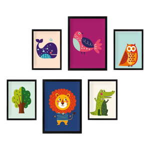 Dječje slike u setu od 6 kom Animals - Wallity