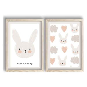 Dječje slike u setu od 2 kom 38x53 cm Hello Bunny - Wallity