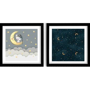 Dječje slike u setu od 2 kom 33x33 cm Night - Wallity