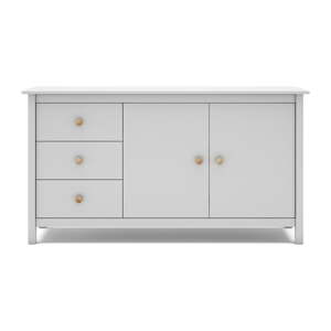 Bijela niska dječja komoda od borovine 130x80 cm Max - Marckeric
