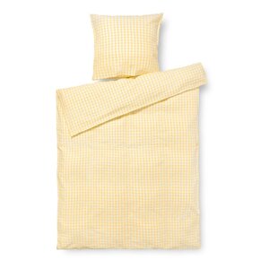 Žuto-bijela posteljina za krevet za jednu osobu-za produženi krevet od krepa 140x220 cm Bæk&Bølge – JUNA