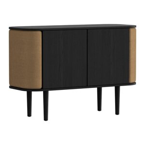 Crna/smeđa niska komoda u dekoru hrasta 109x75 cm Treasures – UMAGE