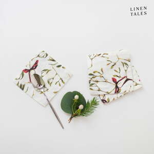Bijeli podmetači za čaše u setu 4 kom s božićnim motivom – Linen Tales