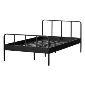 Crni metalni krevet s podnicom 120x200 cm Mees – WOOOD