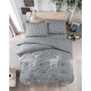 Siva pamučna posteljina za krevet za jednu osobu 140x200 cm Merry – Mijolnir