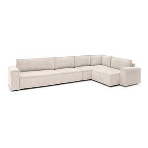 Krem kutna garnitura od samta (s desnim kutom) Nihad modular – Bobochic Paris
