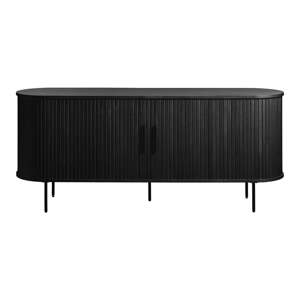 Crna niska komoda u dekoru hrasta s kliznim vratima 76x180 cm Nola – Unique Furniture