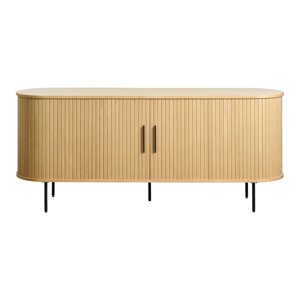 Niska komoda u dekoru hrasta s kliznim vratima u prirodnoj boji 76x180 cm Nola – Unique Furniture