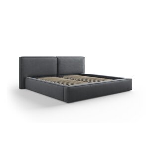 Tamno sivi tapecirani bračni krevet s prostorom za pohranu s podnicom 140x200 cm Arendal – Cosmopolitan Design