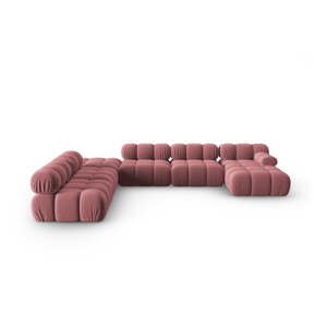Ružičasta baršunasta sofa 379 cm Bellis – Micadoni Home