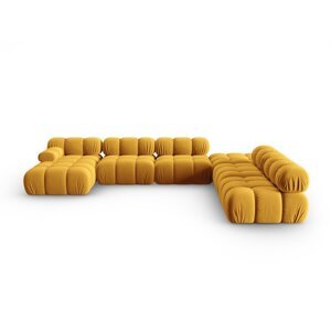 Žuta  baršunasta sofa 379 cm Bellis – Micadoni Home