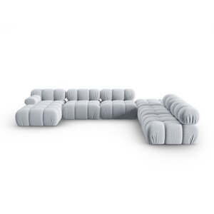 Svijetlo plava baršunasta sofa 379 cm Bellis – Micadoni Home