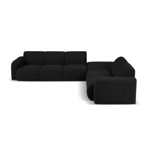 Crna kutna garnitura od bouclé tkanine (s desnim kutom) Molino – Micadoni Home