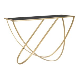 Crni/u zlatnoj boji pomoćni stol sa staklenom pločom stola 40x120 cm Ring – Mauro Ferretti