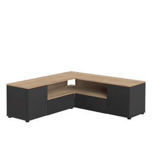 Crna/u prirodnoj boji TV komoda u dekoru hrasta 130x46 cm Angle – TemaHome