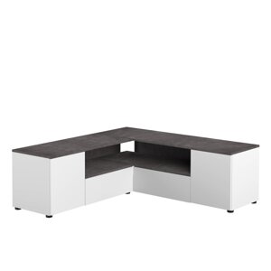 Bijela/siva TV komoda u betonskom dekoru 130x46 cm Angle – TemaHome
