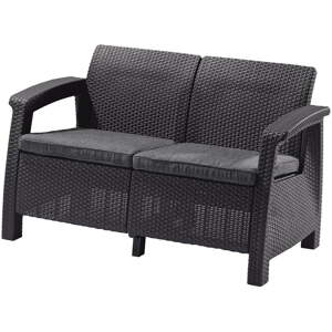 Tamno siva vrtna sofa od umjetnog ratana Corfu – Keter