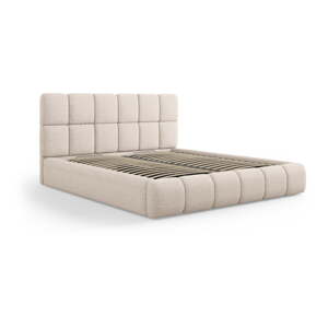 Bež tapecirani bračni krevet s prostorom za odlaganje s podnicom 180x200 cm Bellis – Micadoni Home