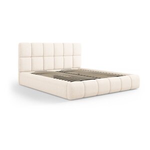 Krem tapecirani bračni krevet s prostorom za odlaganje s podnicom 180x200 cm Bellis – Micadoni Home