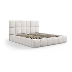 Svijetlo sivi tapecirani bračni krevet s prostorom za pohranu s podnicom 140x200 cm Bellis – Micadoni Home
