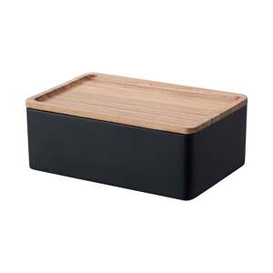 Crna kutija za pohranu s poklopcem 18.5x12.5x7 cm Rin – YAMAZAKI