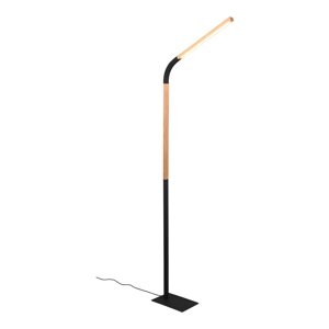 Crna/u prirodnoj boji LED stojeća svjetiljka s drvenim sjenilom (visina 169,5 cm) Norris – Trio