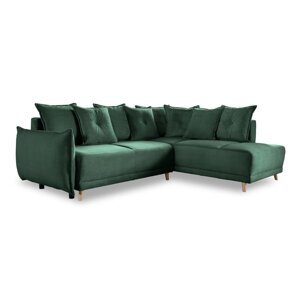 Zelena sklopiva kutna garnitura od samta (s desnim kutom) Lazy Lukka – Miuform