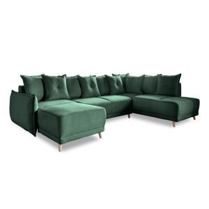 Zelena sklopiva kutna garnitura od samta (s desnim kutom/u obliku slova "U") Lazy Lukka – Miuform