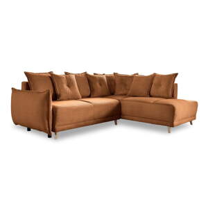 Ciglasta sklopiva kutna garnitura od samta (s desnim kutom) Lazy Lukka – Miuform