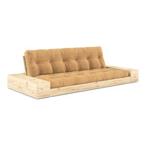 Senf žuta/svjetlo smeđa sklopiva sofa od samta 244 cm Base – Karup Design