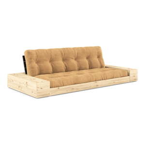 Senf žuta/svjetlo smeđa sklopiva sofa od samta 244 cm Base – Karup Design