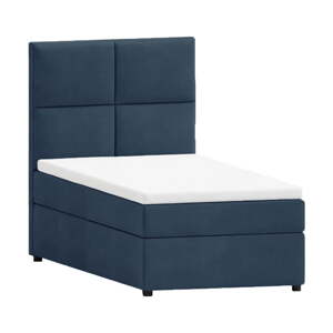 Tamno plavi tapecirani krevet s prostorom za pohranu s podnicom 80x200 cm Lena – Ropez