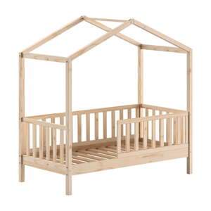 Dječji krevet od masivnog bora u obliku kućice s podnicom 70x140 cm u prirodnoj boji DALLAS – Vipack