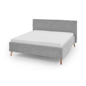 Svijetlo sivi tapecirani bračni krevet s prostorom za pohranu s podnicom 180x200 cm Riva – Meise Möbel