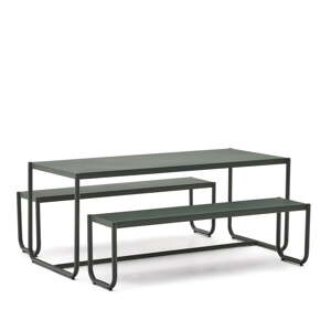 Tamno zeleni metalni vrtni blagovaonski set za 4 osobe Sotil – Kave Home