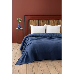Tamno plavi prekrivač od muslina 170x250 cm Muslin – Mijolnir