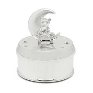 Metalna glazbena škrinjica u sjajno srebrnoj boji ø 7x8 cm Bear and Moon – Zilverstad