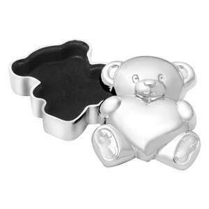 Metalna kutijica za prvi mliječni zub u sjajno srebrnoj boji 6x5x2 cm Bear with Heart – Zilverstad