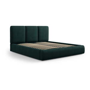 Tamno zeleni tapecirani bračni krevet s prostorom za pohranu s podnicom 160x200 cm Brody – Mazzini Beds