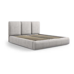 Svijetlo sivi tapecirani bračni krevet s prostorom za pohranu s podnicom 140x200 cm Brody – Mazzini Beds